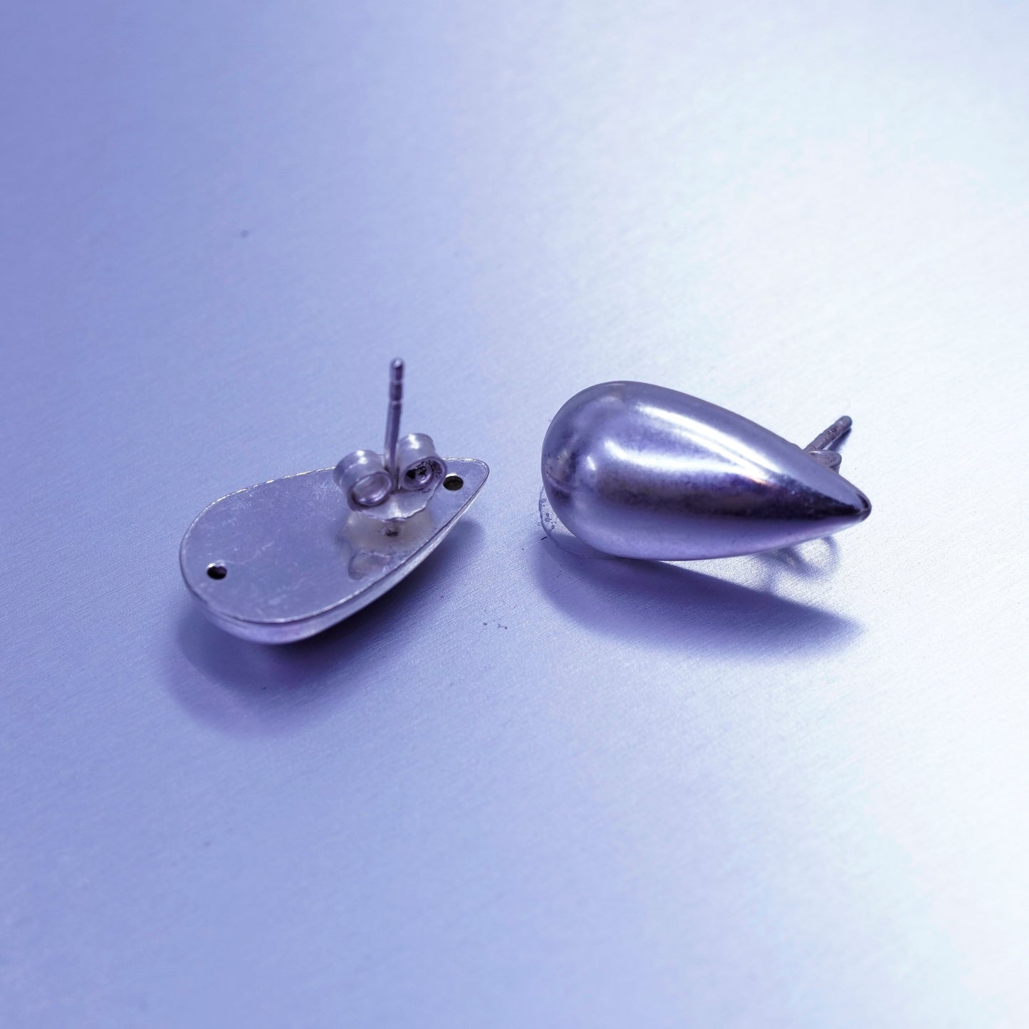 0.75”, Vintage Sterling 925 silver handmade earrings, teardrop studs