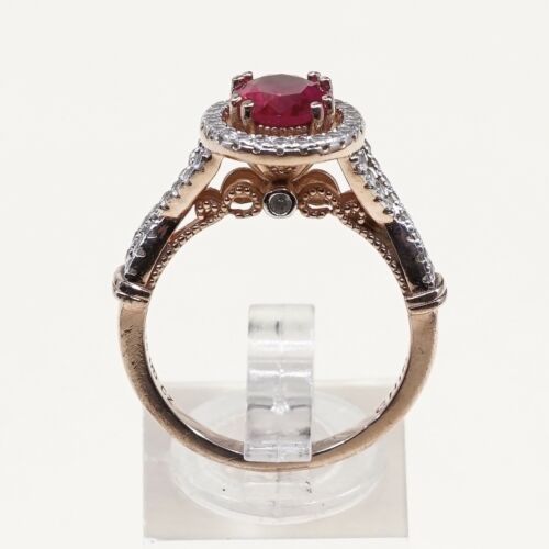 Sz 8.5, vermeil, gold over Sterling 925 Silver Ring W/ ruby, stamped 925 UD CZ