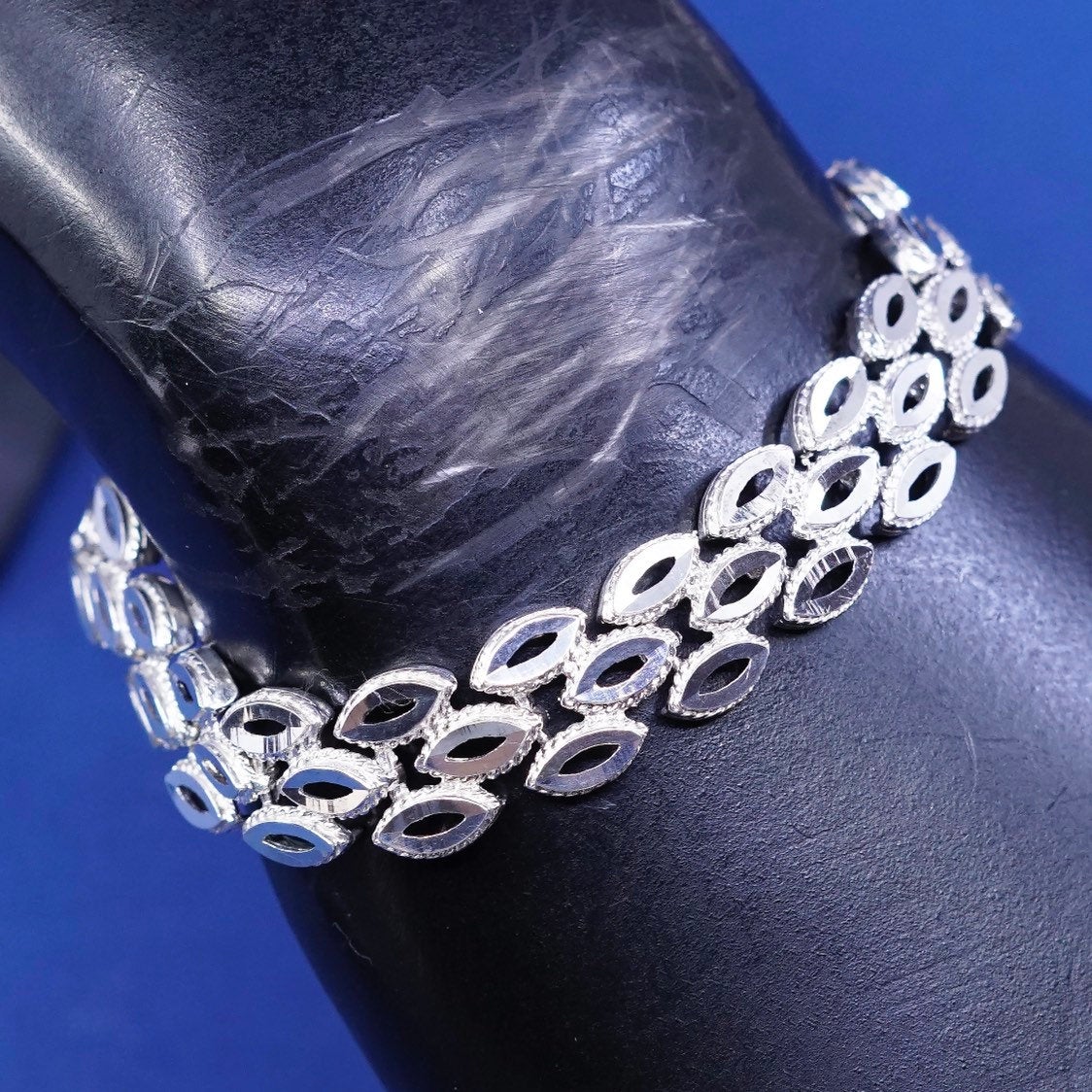7.25", 11mm, vtg OR Sterling silver handmade bracelet, 925 tennis bracelet