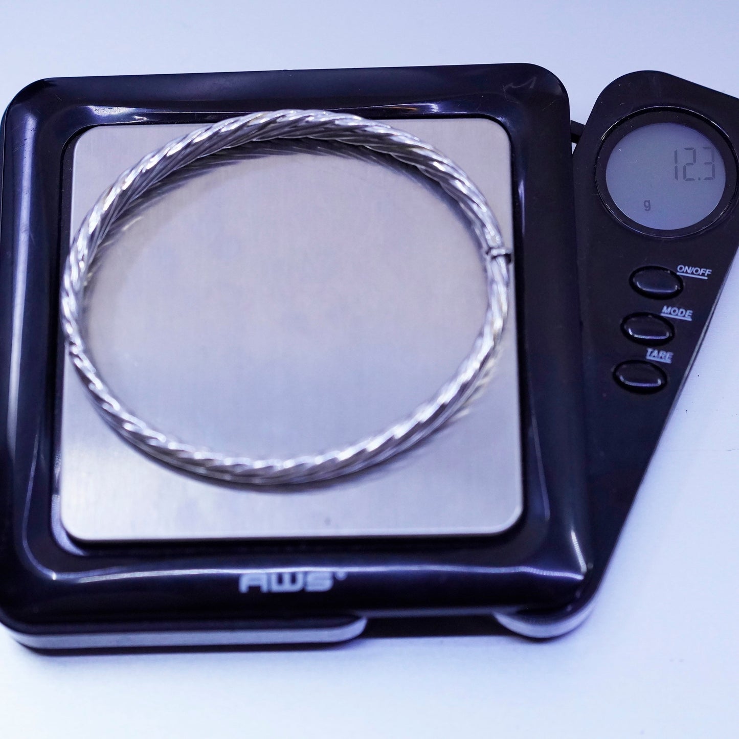 7.5”, Vintage Sterling 925 silver handmade bracelet, twisted bangle