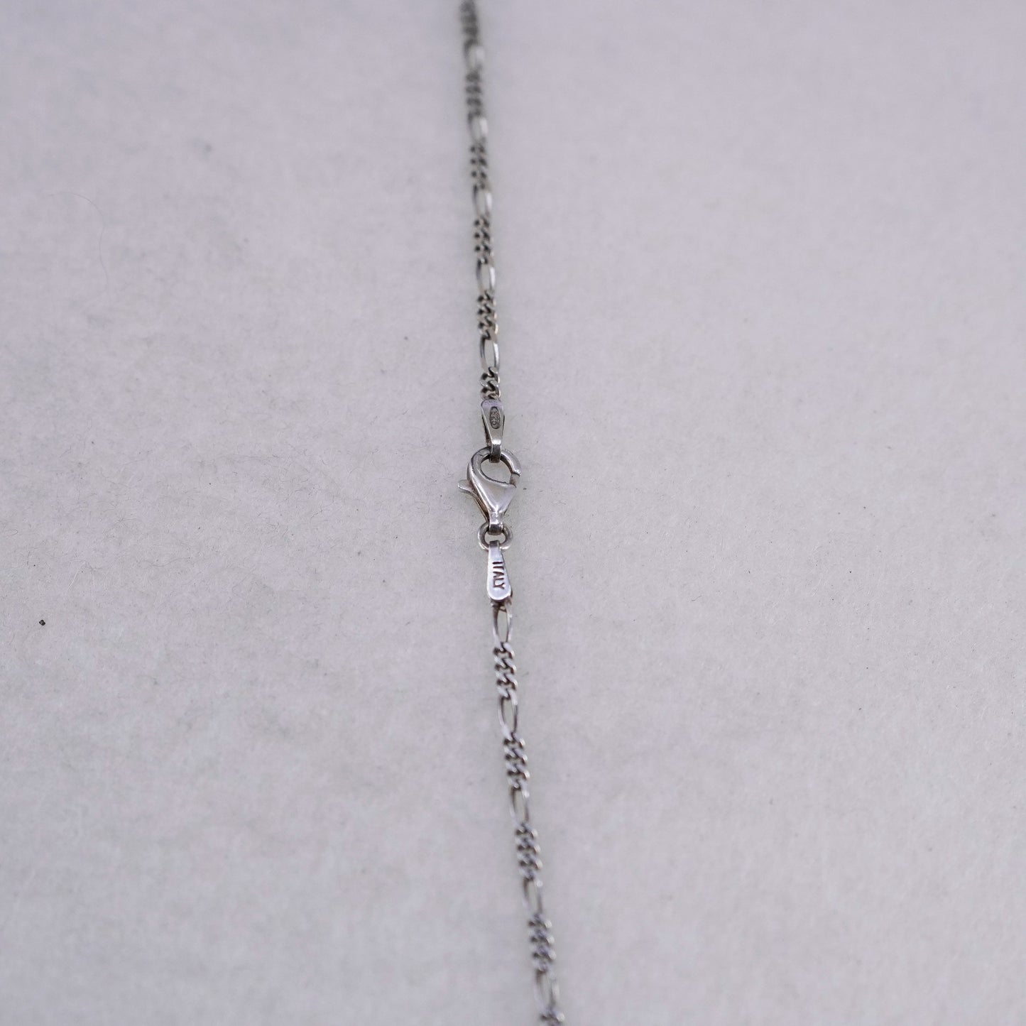 36”, Sterling 925 silver handmade extra long figaro necklace with garnet beads