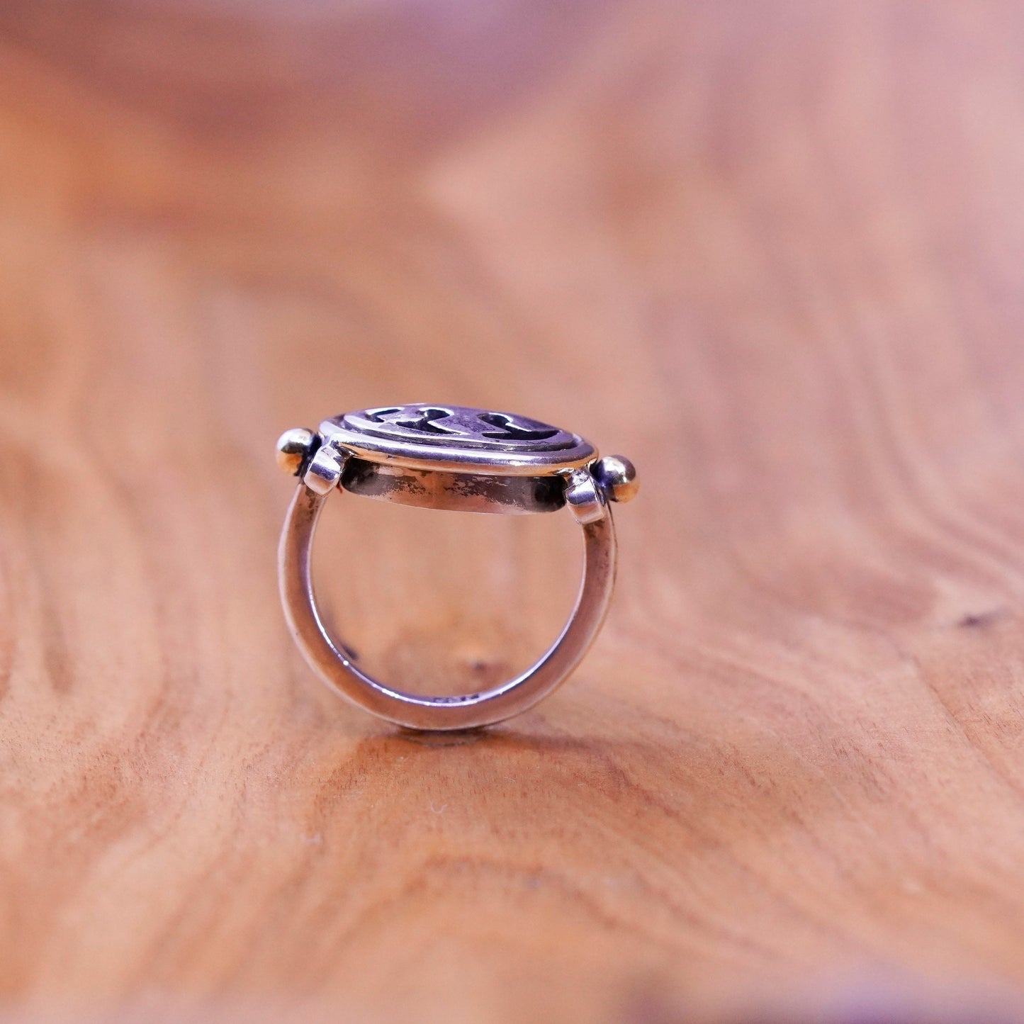 Size 5.5, Ireland two tone Sterling 925 silver handmade ribbed ring filigree