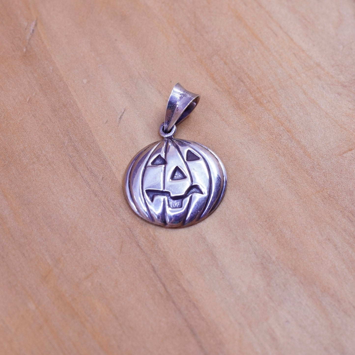Vintage Sterling silver handmade pendant, 925 Halloween pumpkin