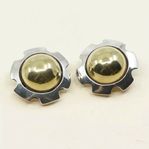 VINTAGE Taxco Sterling Silver .925 FLOWER FLORAL DESIGN CLIP ON EARRINGS