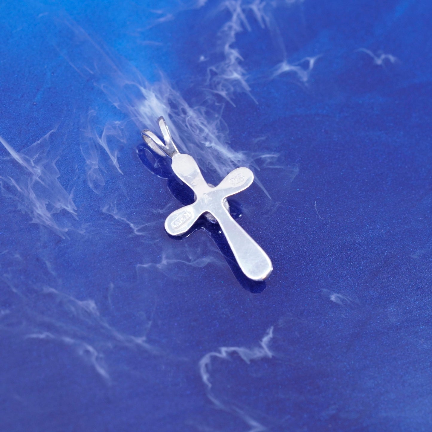 Vintage Sterling 925 silver handmade cross pendant with turquoise