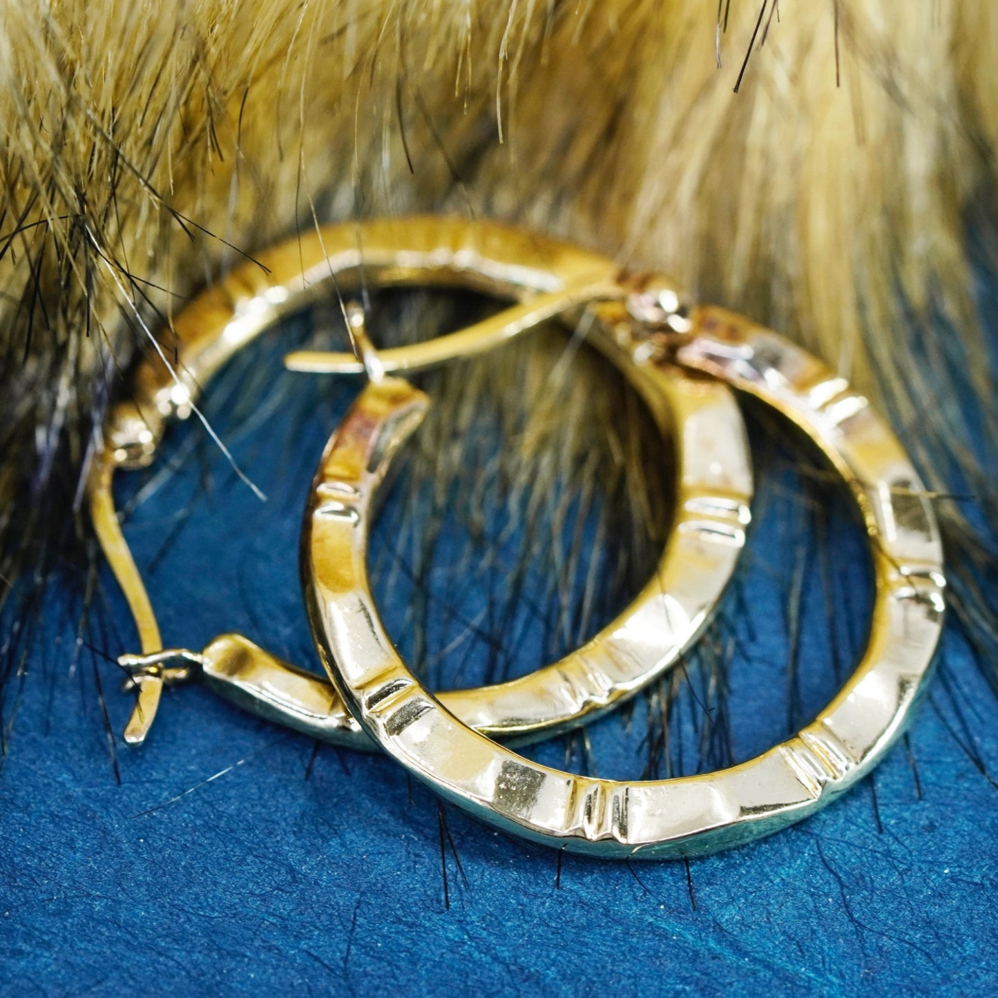 1”, vintage vermeil gold over Sterling silver handmade earrings, 925 hoops