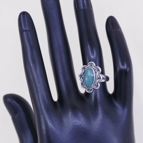 Sz 6 Vtg Native American Navajo Handmade Sterling 925 Silver W/ Turquoise Ring
