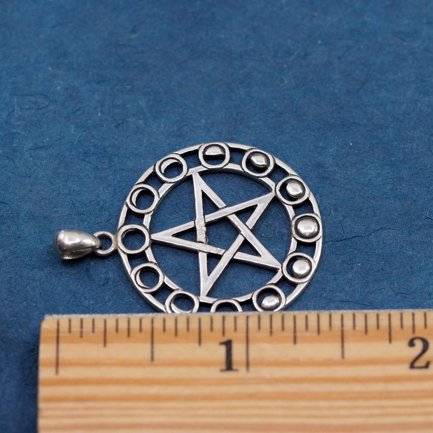 Vintage Sterling silver handmade pendant 925 tag charm with star