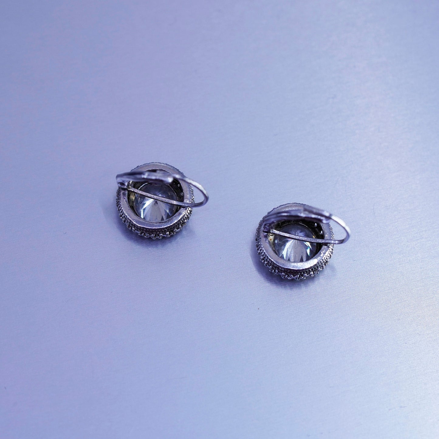 Vintage Sterling 925 silver earrings with cluster circle Cz