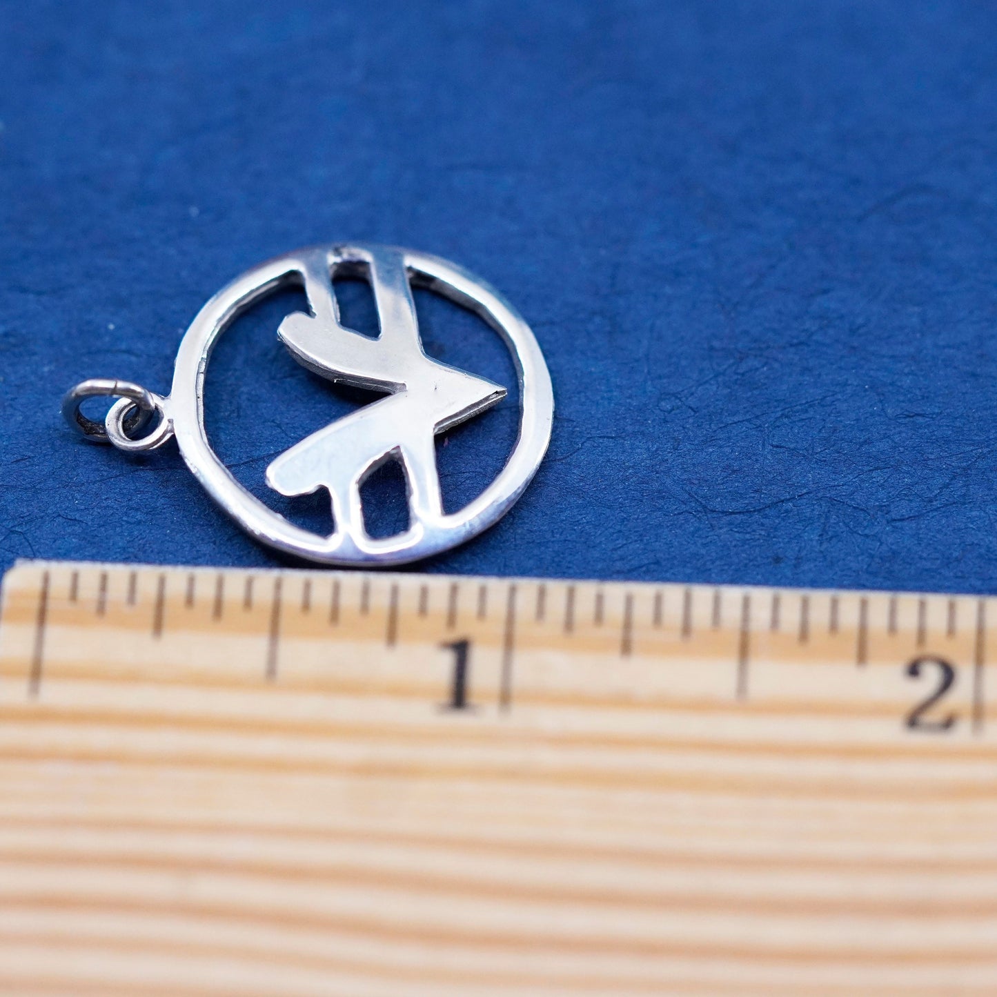 Vintage sterling silver handmade pendant, 925 tag with initial “V”