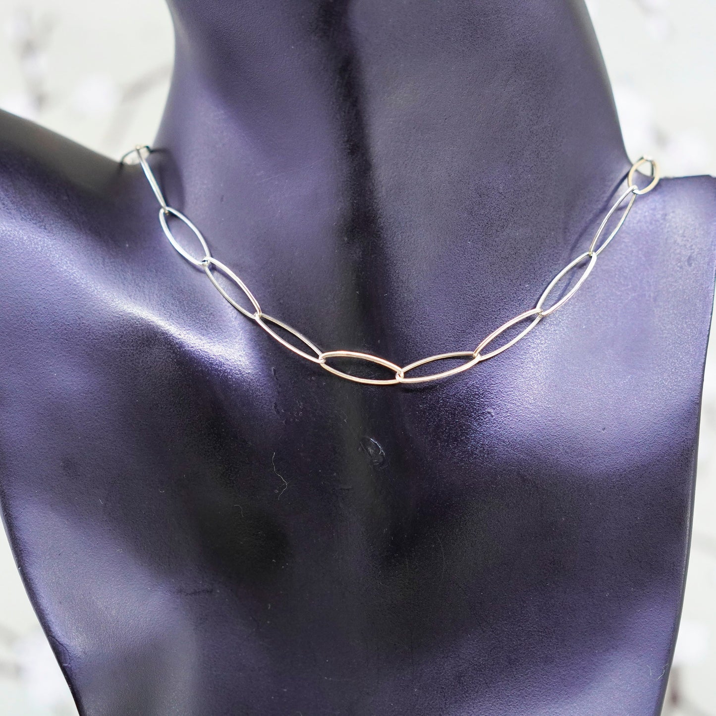 17”, danecraft vermeil gold over sterling 925 silver marquise chain, necklace