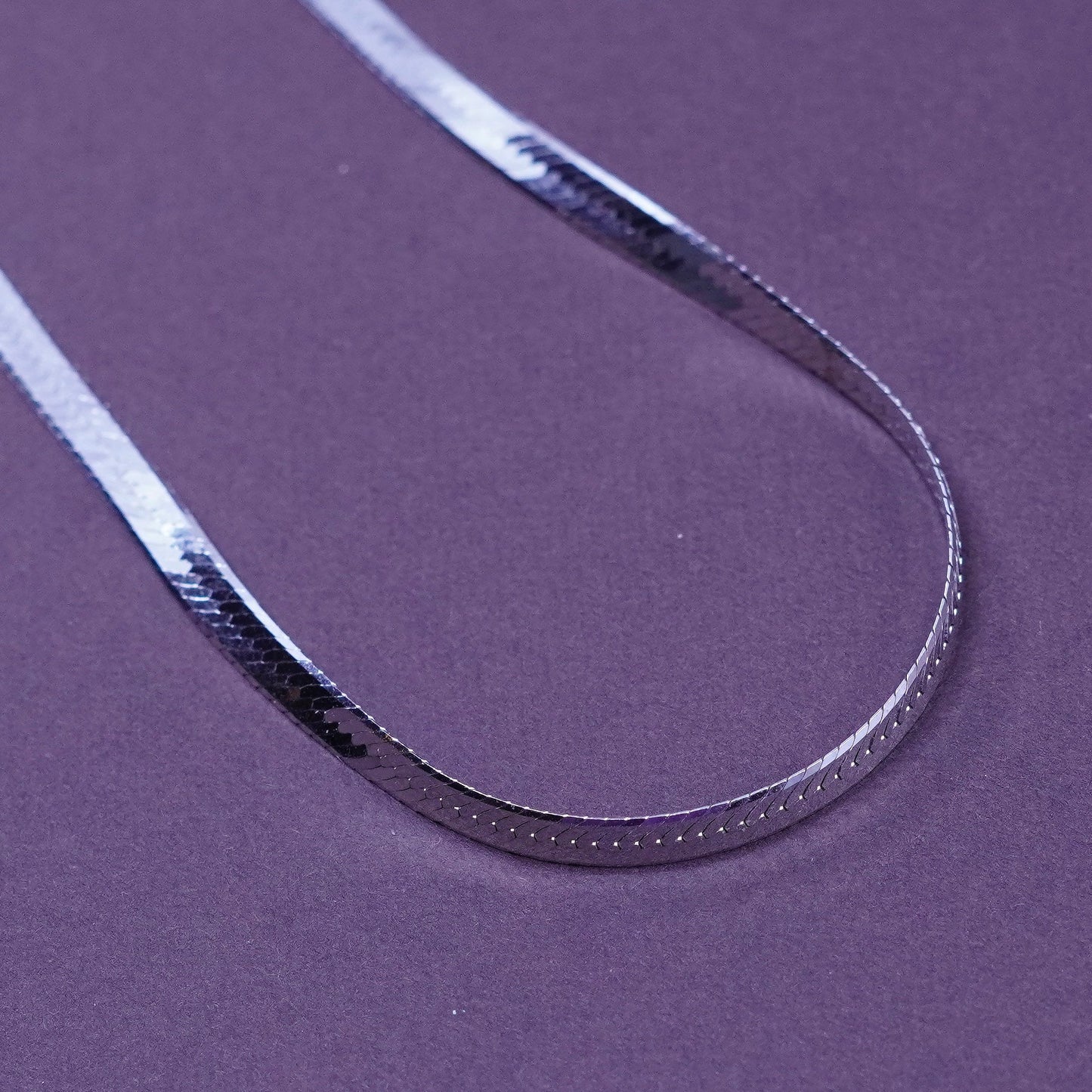 20”, 6mm, vintage Italy Sterling silver herringbone chain, 925 necklace