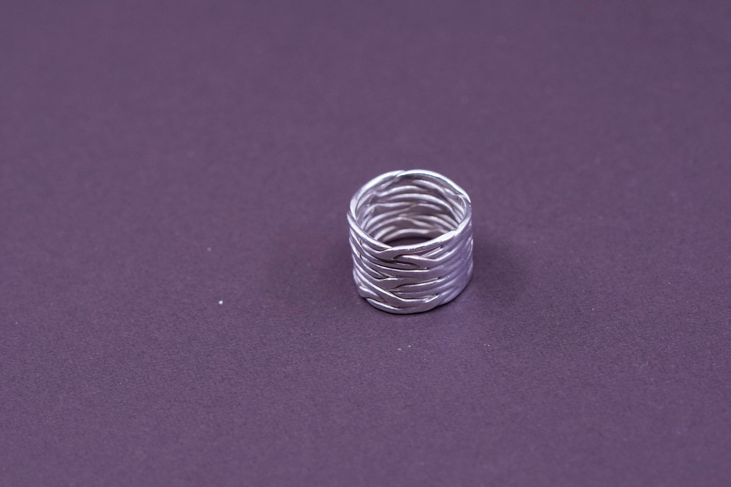 Size 5, vintage Sterling silver handmade wired ring, 925 band