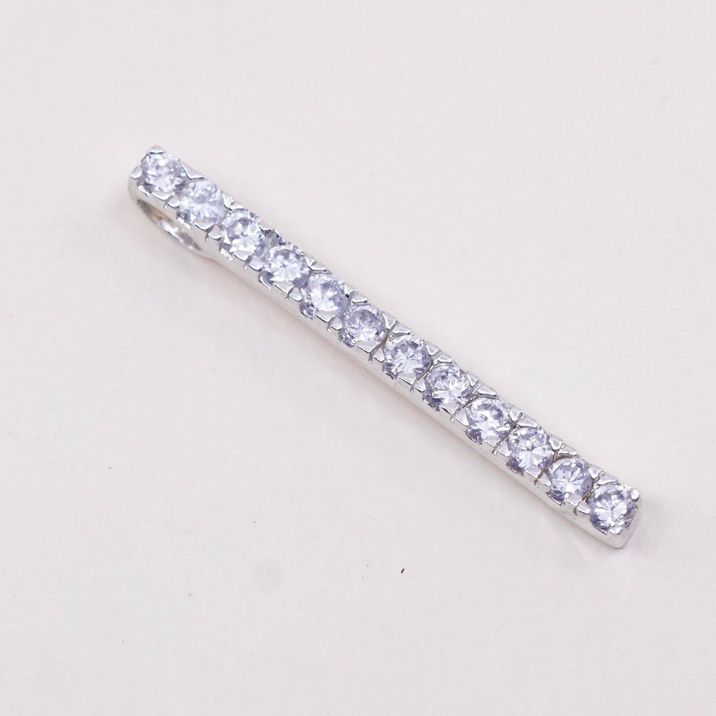 Vintage sterling silver cz crystal pendant, 925 pendant