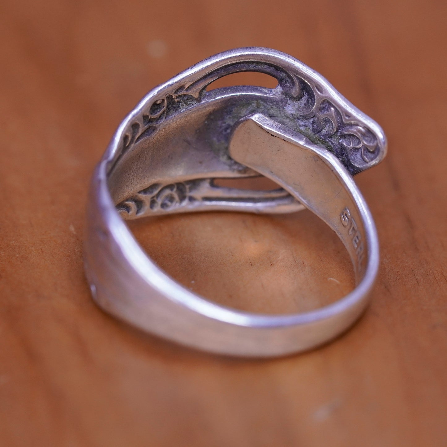 Size 8, vintage Sterling 925 silver handmade band, Sterling spoon ring