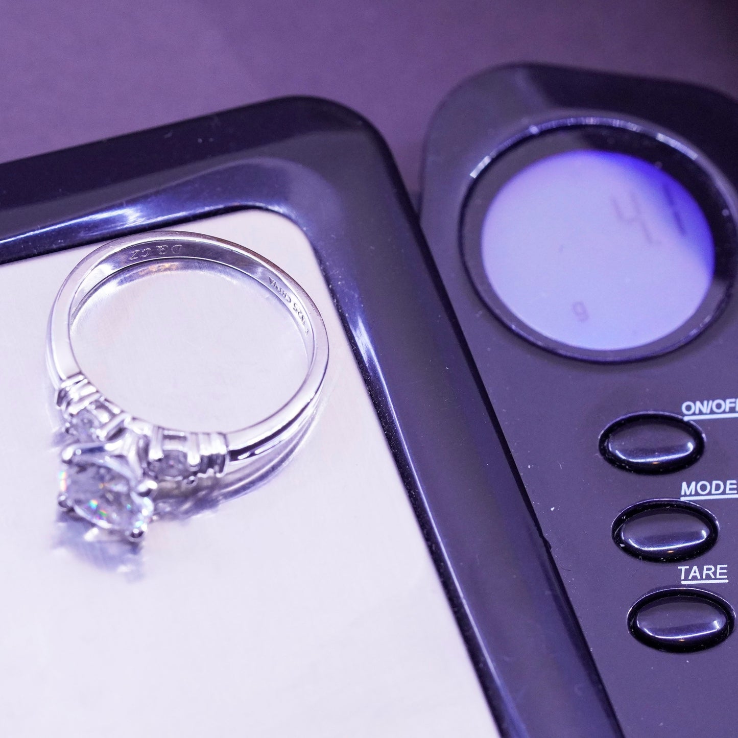 Size 9.5, vintage Sterling 925 silver anniversary engagement ring with cz