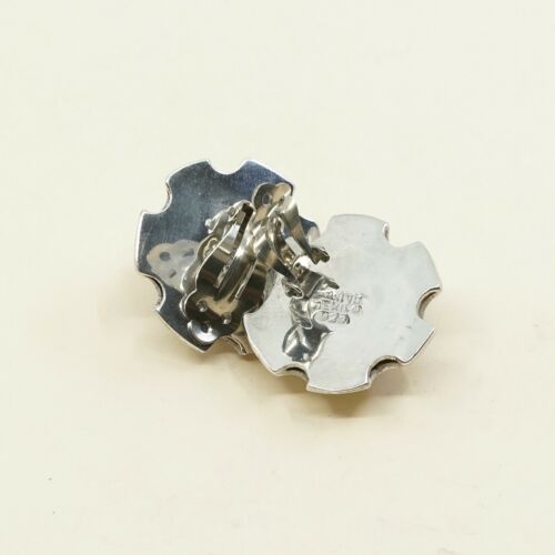 VINTAGE Taxco Sterling Silver .925 FLOWER FLORAL DESIGN CLIP ON EARRINGS