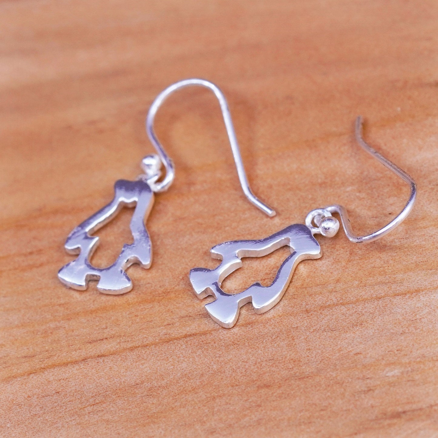 Vintage Sterling silver handmade earrings, 925 penguin bird