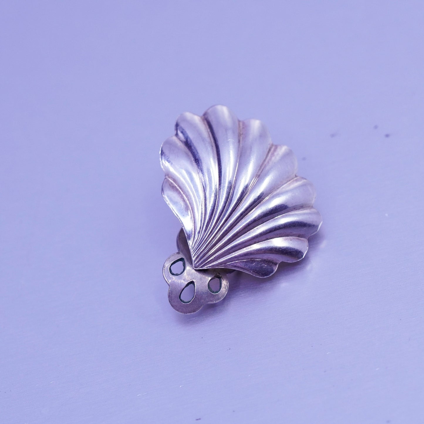 0.75”, Vintage Sterling 925 silver handmade earrings, shell clip on
