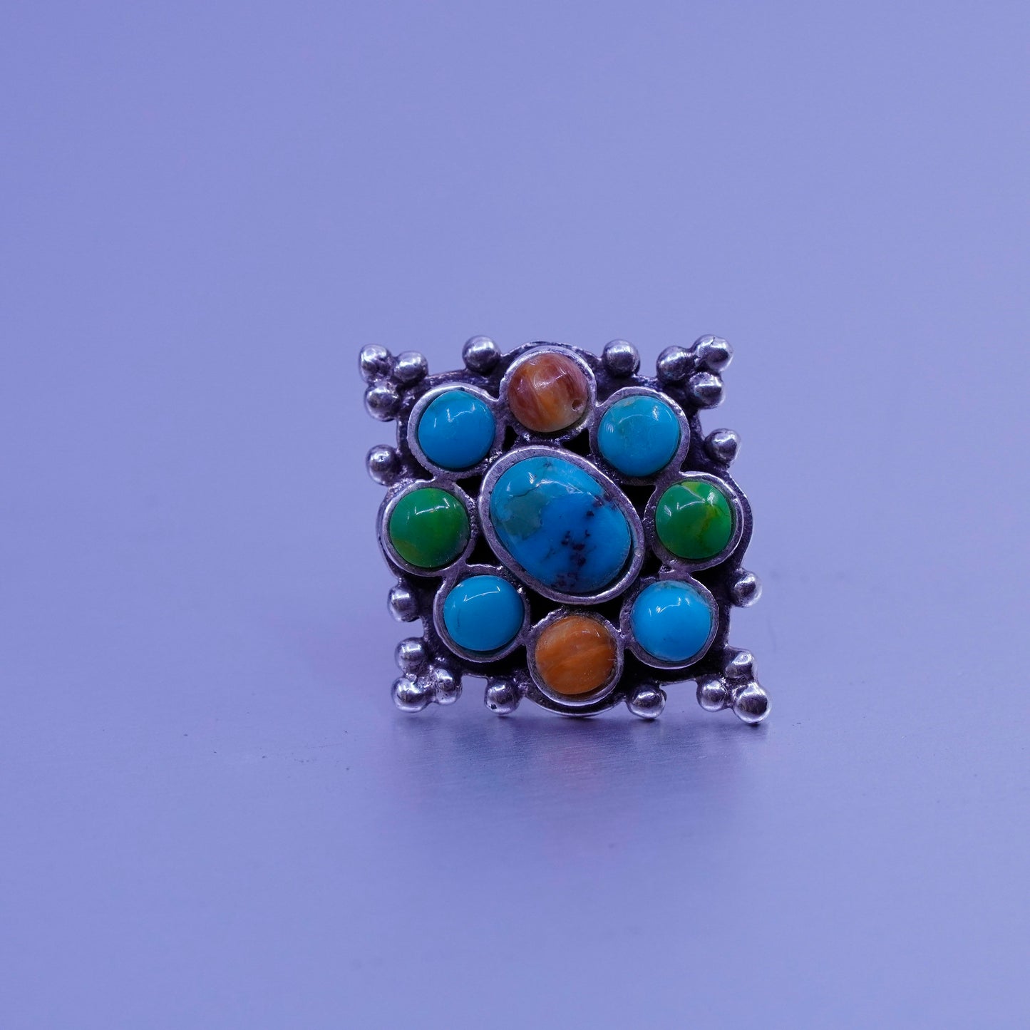 vtg Native American navajo Sterling 925 silver earrings, studs turquoise coral