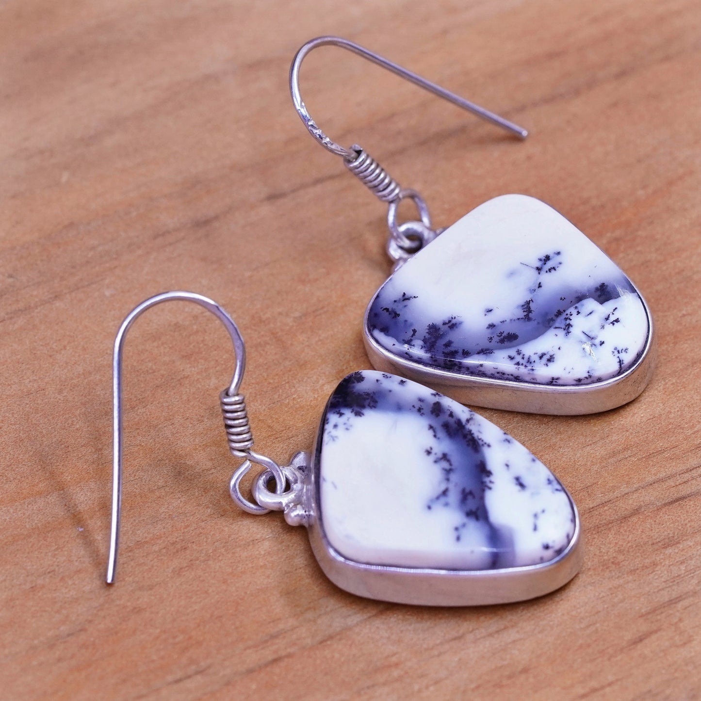 Vintage Sterling 925 silver handmade earrings with howlite