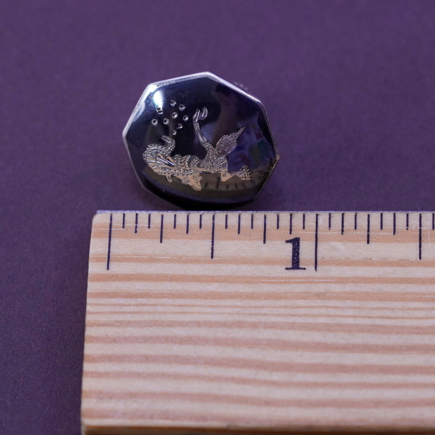 Siam sterling silver clip on earrings, 925 teardrop earrings, niello Siam
