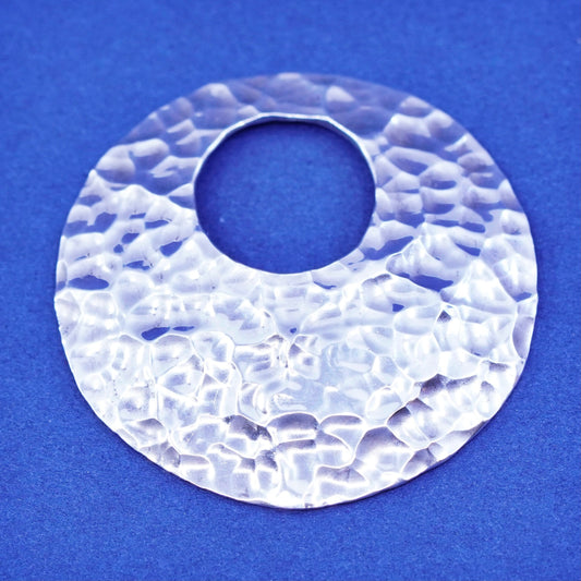 vintage ATI Sterling silver handmade pendant, 925 Hammered circle pendant
