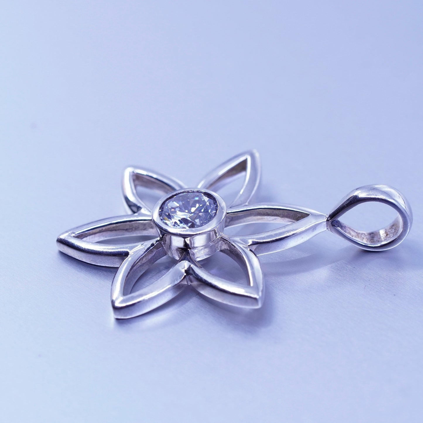 vintage silpada handmade sterling silver pendant, S1195 925 Star/flower Cz