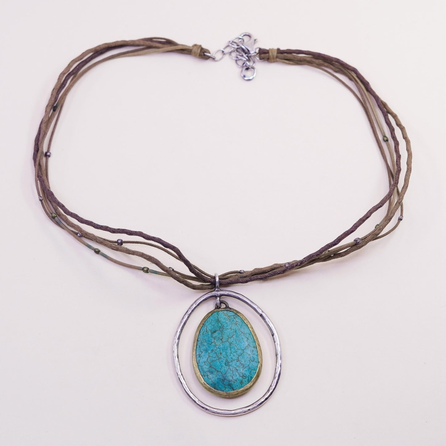 18+2”, silpada N1804 multi strands linen necklace Sterling 925 Silver turquoise