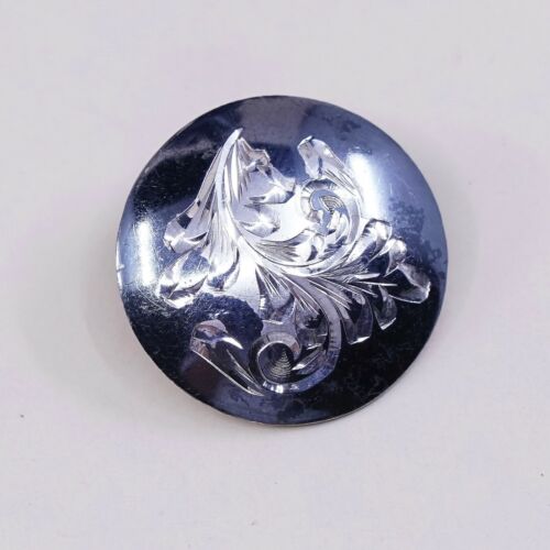 Vtg Mexico Handmade Sterling Silver, Solid 925 CLIP ON EARRINGS W/ Carved Leaf