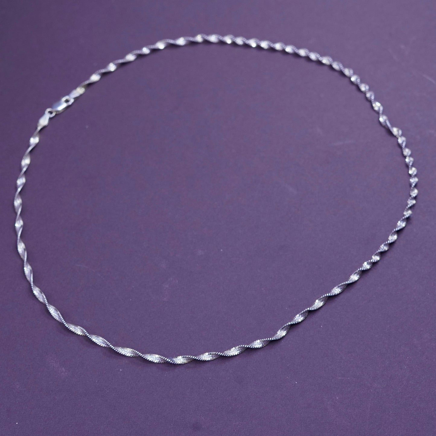 18”, vermeil gold over Sterling silver necklace, 925 twisted herringbone chain