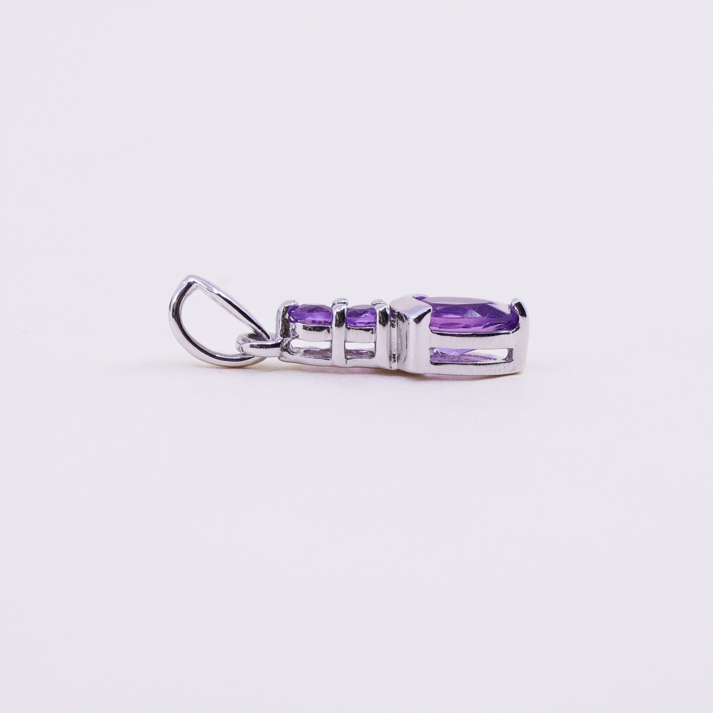 vintage sterling 925 silver pendant with teardrop amethyst