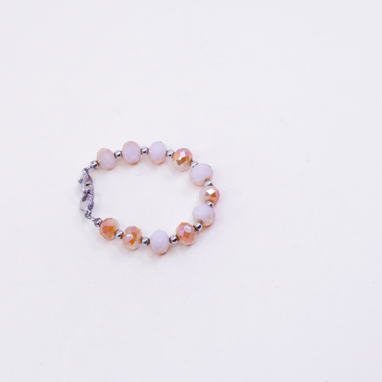 Vintage keychain keyring with orange Crystal beads