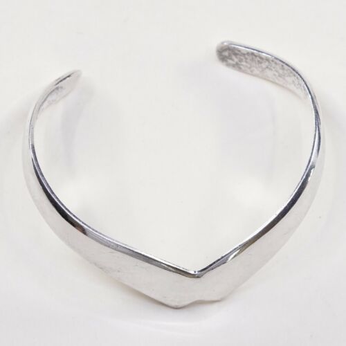 6.25”, Vtg Sterling Silver Handmade Collar Cuff Meixco 925 Bracelet, TO-01