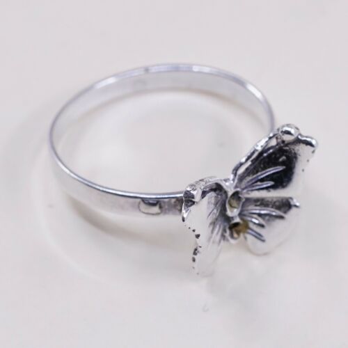 Size 8.25, Vtg Han Sterling Silver Handmade Ring, 925 Butterfly Band