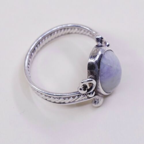 Sz 7.5, Handmade Ring in Sterling 925 Silver N Howlite Stone, Silver Tested