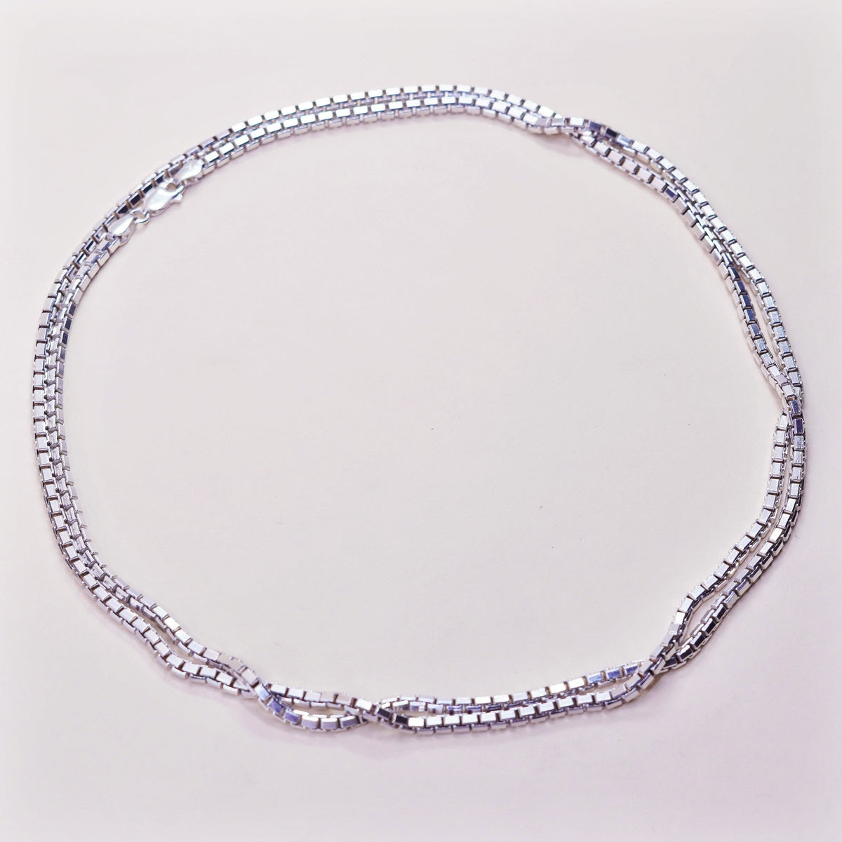 34”, sterling silver Italy 925 silver box chain, extra long sweater necklace