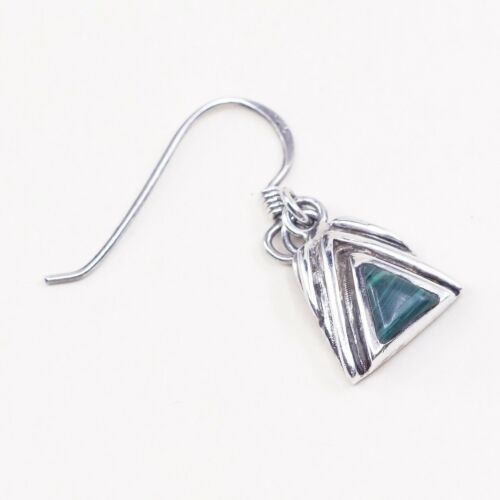 Amazing Southwestern handmade Sterling Silver earrings, 925 Malachite Dangles