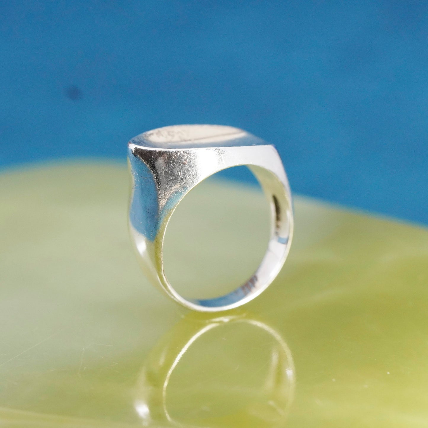Size 9, vintage Sterling silver handmade ring, modern wide 925 band