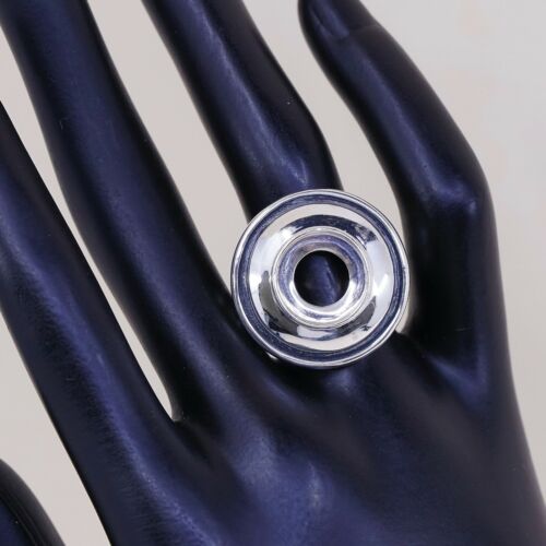 Sz 6.25, Vtg kameleon Sterling 925 Silver Disc Ring Base, Engrave Lauren On Side