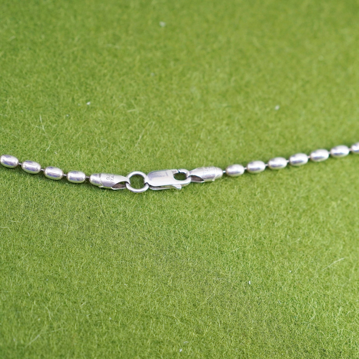30” 3mm, vintage Italy sterling silver necklace, 925 bead chain