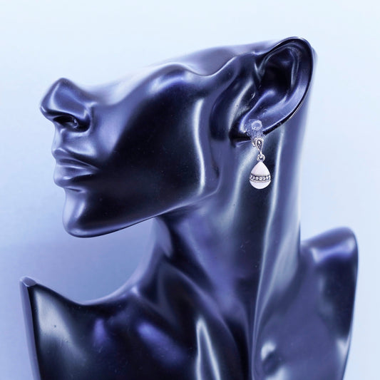 Vintage Sterling 925 silver handmade earrings with teardrop mother of pearl