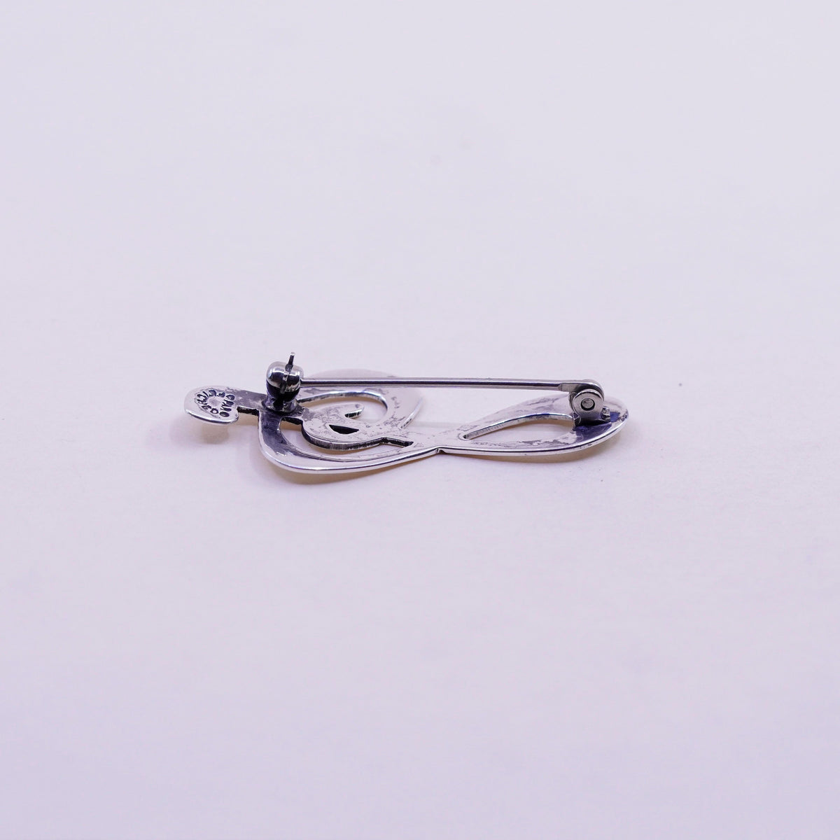 Vintage far fetched sterling silver handmade brooch, 925 music symbol