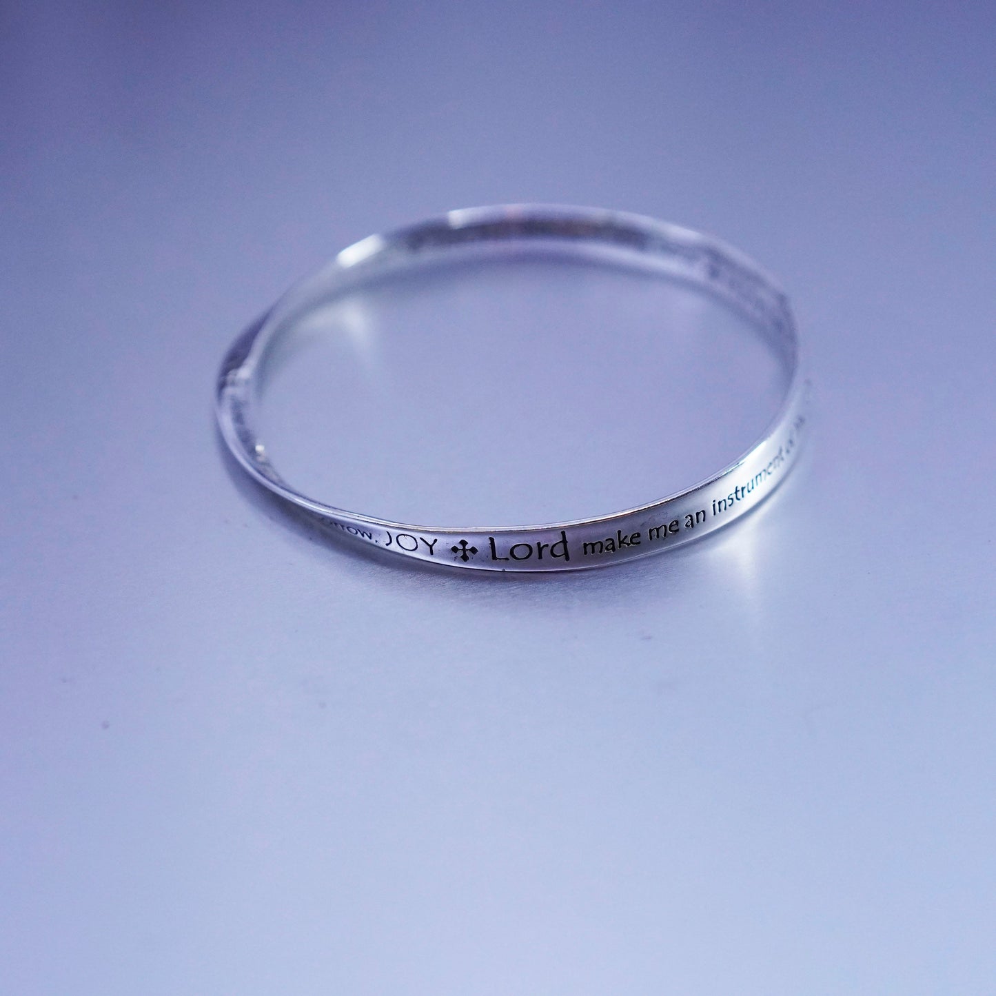 8”, DVB Sterling 925 silver bracelet, bible quote infinity loop bangle “Lord