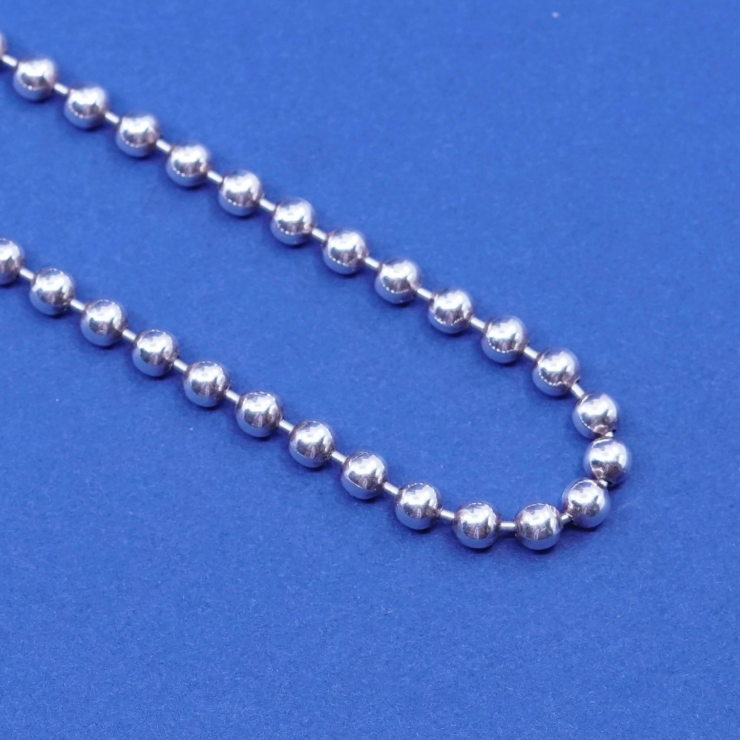18”, 4mm, vintage Sterling silver handmade necklace, solid 925 bead chain