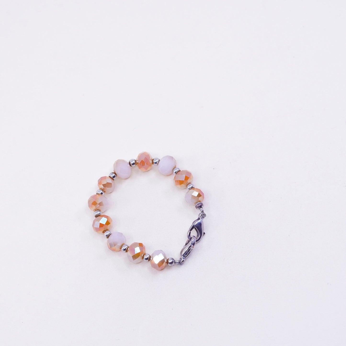 Vintage keychain keyring with orange Crystal beads