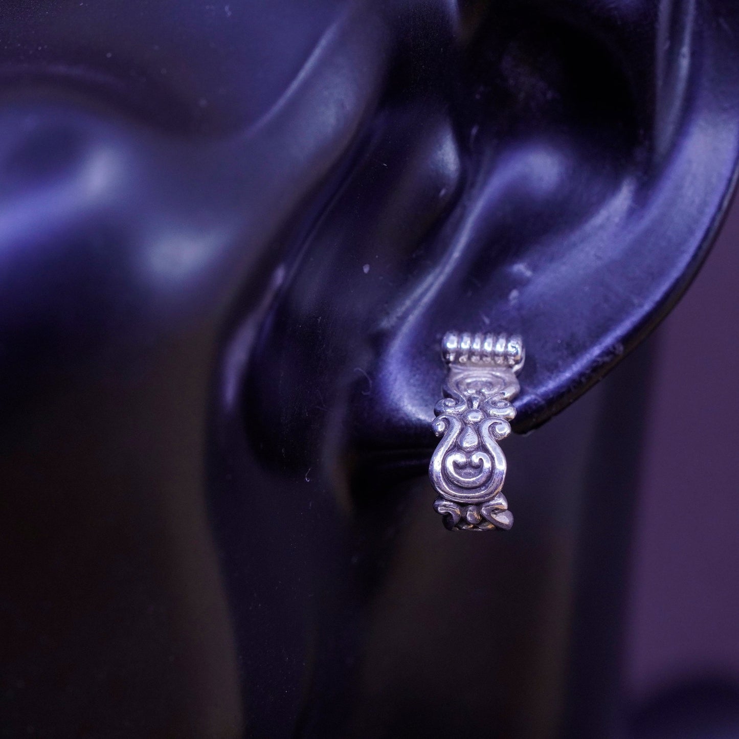 Vintage Sterling silver handmade earrings, 925 huggie, hoops studs