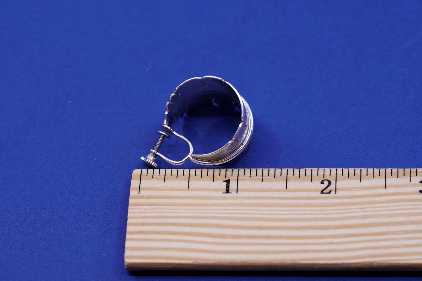 Native navajo Michael Kirk Sterling silver earrings, 925 screw back feather