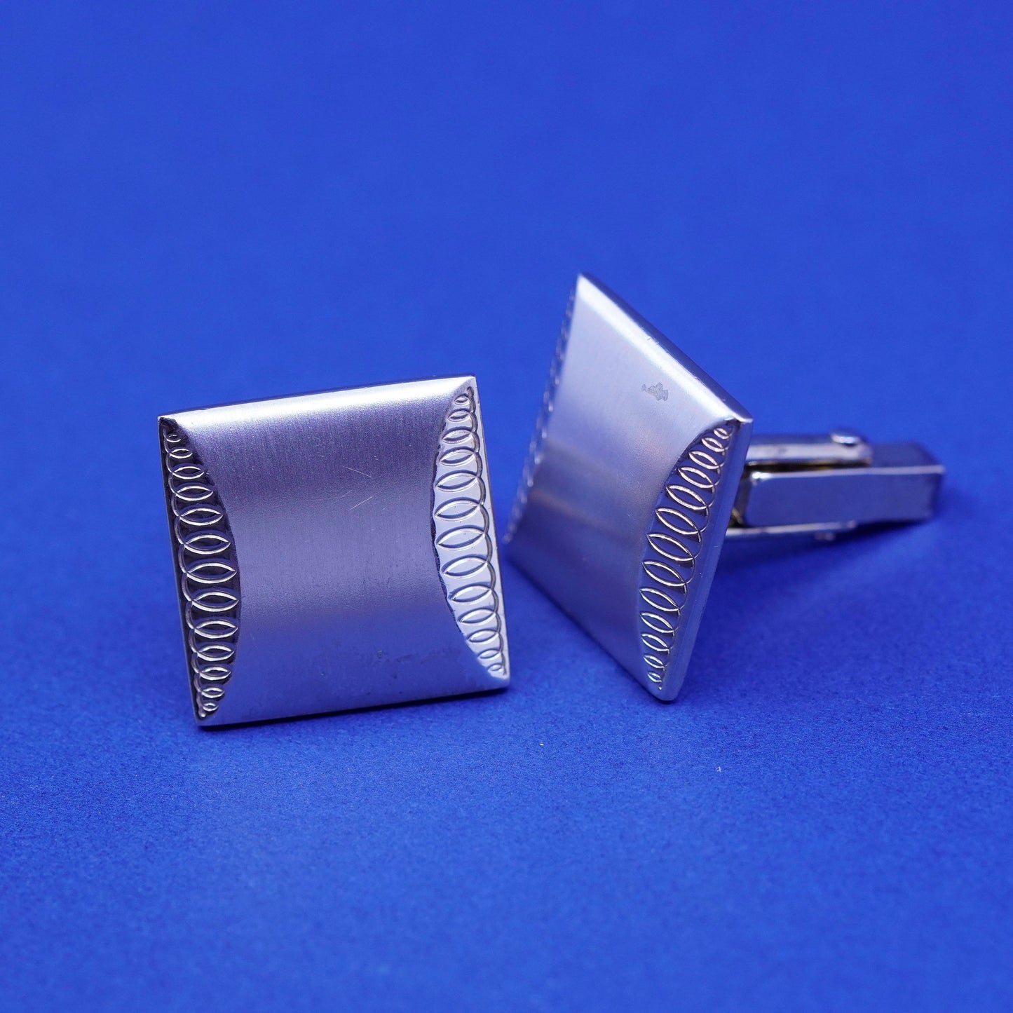 modern sterling silver Handmade cufflink, antique matte square 925 cuff links