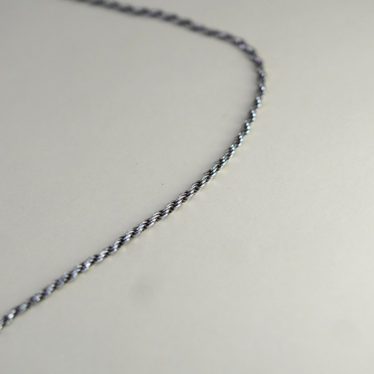 24”, 1.6mm, vintage Sterling silver necklace, 925 rope chain